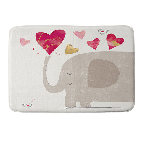 cory reid Elephant Hearts Memory Foam Bath Mat