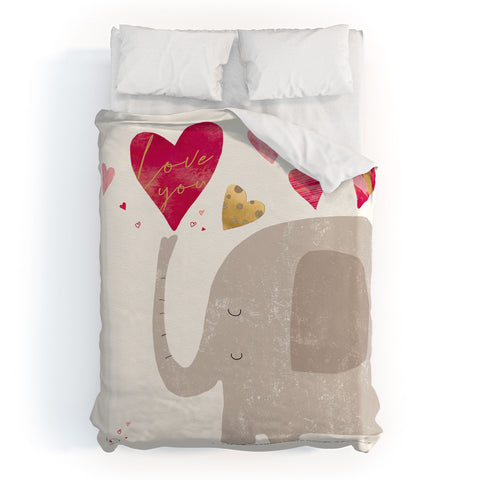 cory reid Elephant Hearts Duvet Cover