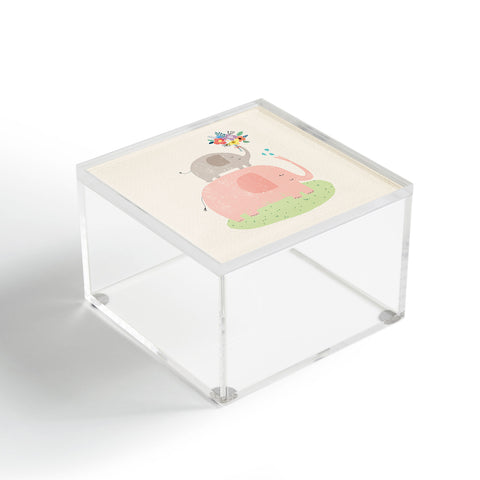 cory reid Elephants and flowers Acrylic Box