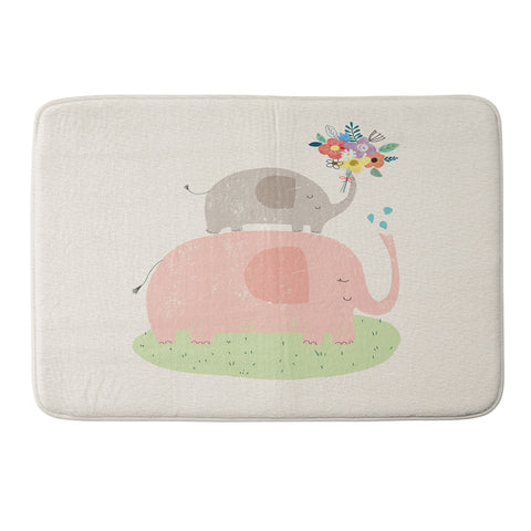 cory reid Elephants and flowers Memory Foam Bath Mat