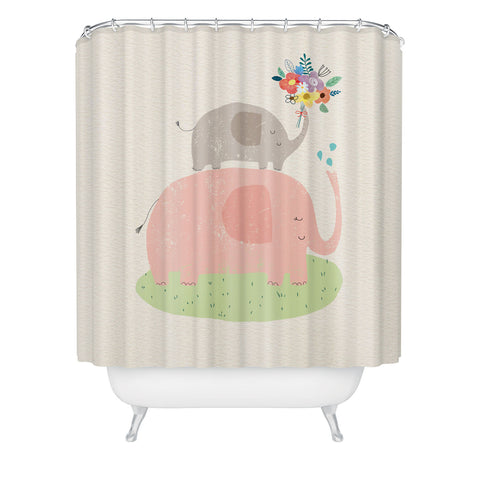 cory reid Elephants and flowers Shower Curtain