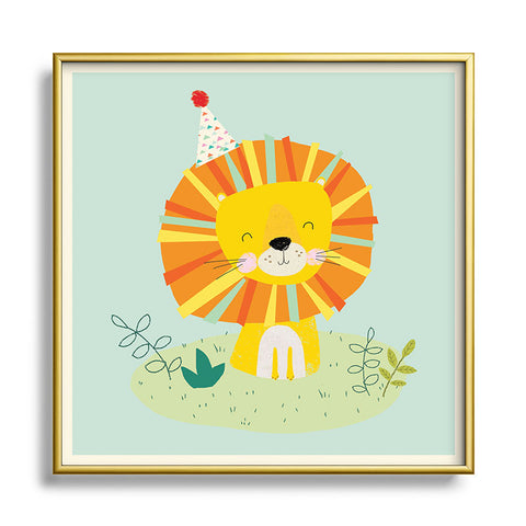 cory reid Juvenile Lion Square Metal Framed Art Print