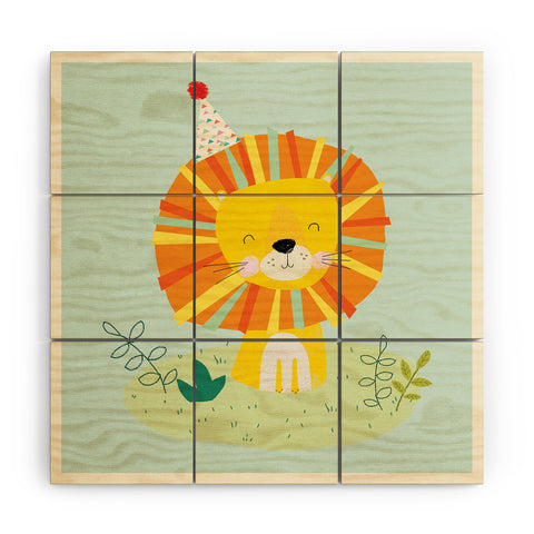 cory reid Juvenile Lion Wood Wall Mural