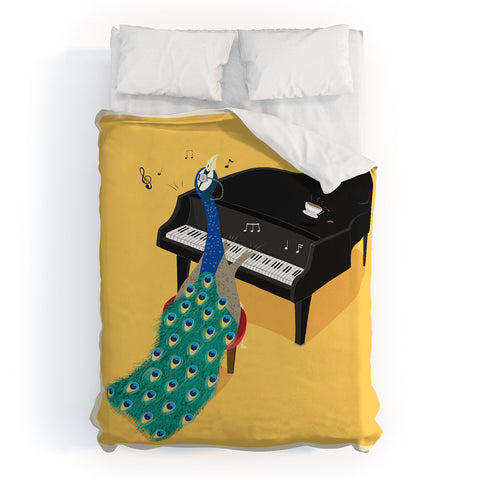 cory reid Piano Peacock Duvet Cover