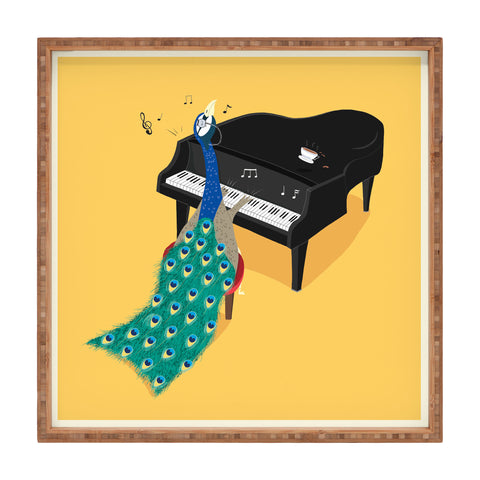 cory reid Piano Peacock Square Tray