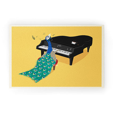 cory reid Piano Peacock Welcome Mat