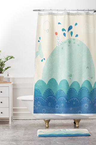 cory reid Whale Shower Curtain And Mat