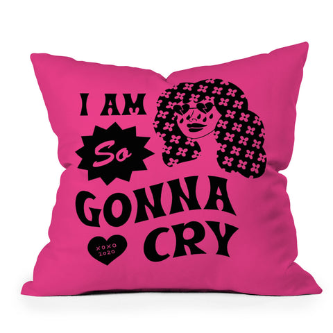 Cowgirl UFO I Am So Gonna Cry Hot Pink Outdoor Throw Pillow