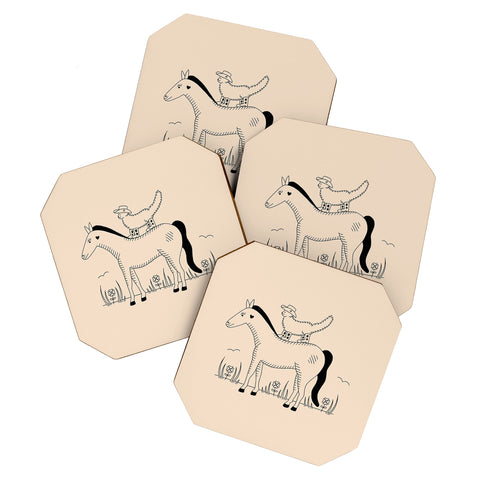 Cowgirl UFO Meowdy Yall Coaster Set