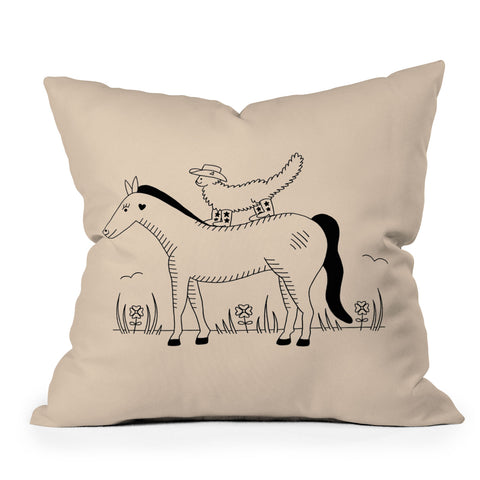 Cowgirl UFO Meowdy Yall Outdoor Throw Pillow