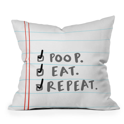Craft Boner Poop eat repeat Outdoor Throw Pillow