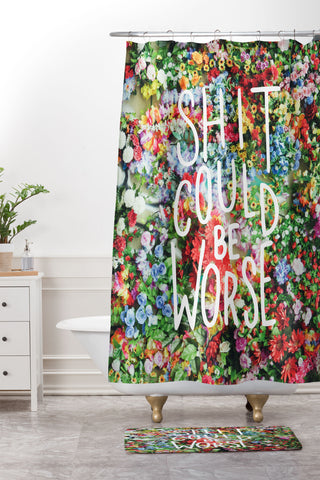 Craft Boner Shit could be worse floral typography Shower Curtain And Mat