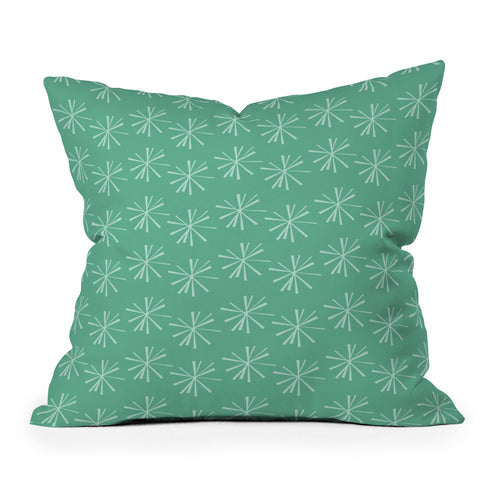 CraftBelly Snowflake Teal Outdoor Throw Pillow