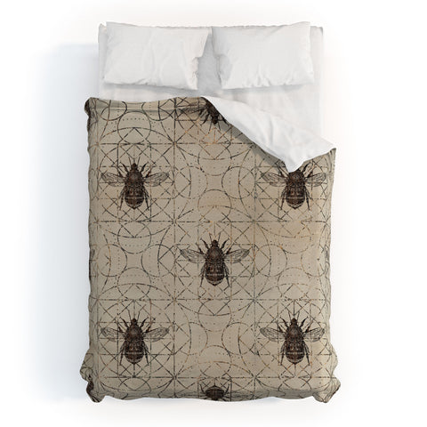 Creativemotions Bumble Bee on sacred geometry Duvet Cover