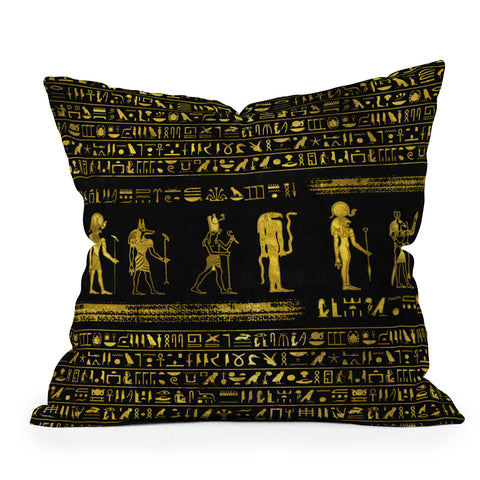 Creativemotions Golden Egyptian Gods and hiero Outdoor Throw Pillow