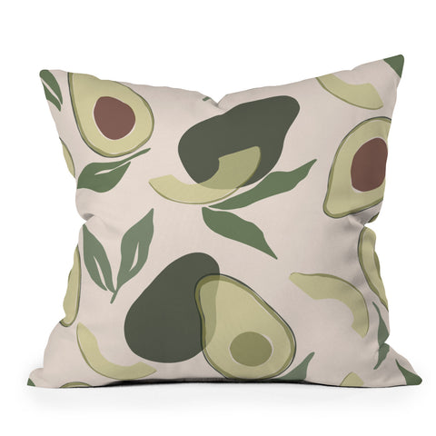 Cuss Yeah Designs Abstract Avocado Pattern Outdoor Throw Pillow