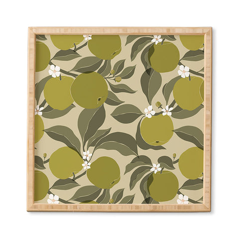 Cuss Yeah Designs Abstract Green Apples Framed Wall Art