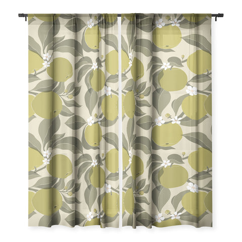 Cuss Yeah Designs Abstract Green Apples Sheer Non Repeat