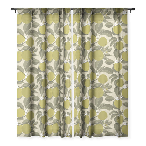 Cuss Yeah Designs Abstract Green Apples Sheer Window Curtain