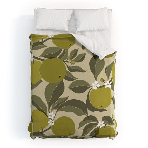 Cuss Yeah Designs Abstract Green Apples Duvet Cover