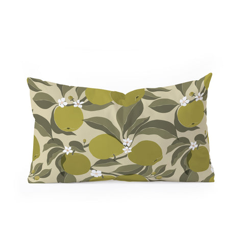 Cuss Yeah Designs Abstract Green Apples Oblong Throw Pillow