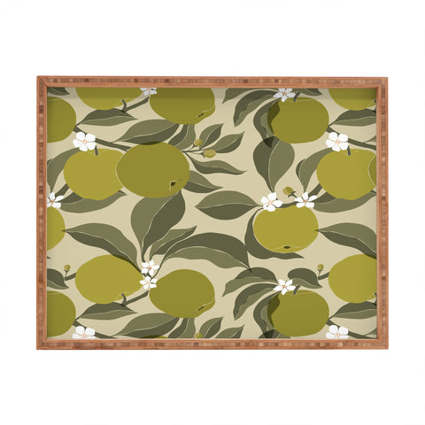 Cuss Yeah Designs Abstract Green Apples Rectangular Tray