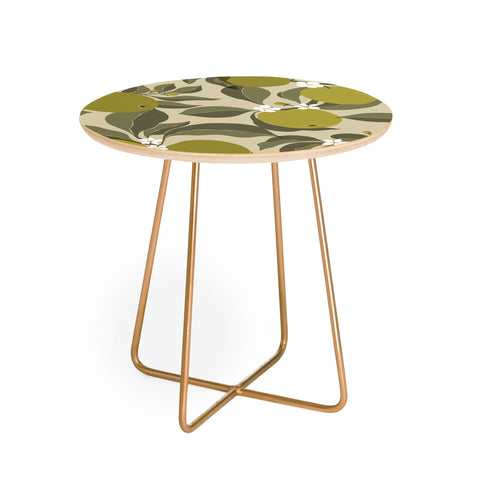 Cuss Yeah Designs Abstract Green Apples Round Side Table