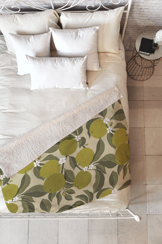 Cuss Yeah Designs Abstract Green Apples Fleece Throw Blanket