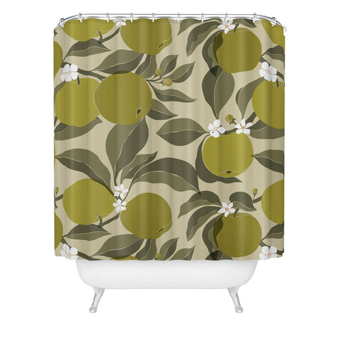 Cuss Yeah Designs Abstract Green Apples Shower Curtain
