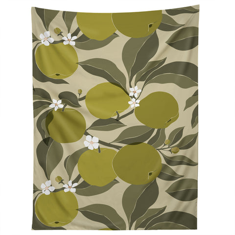 Cuss Yeah Designs Abstract Green Apples Tapestry