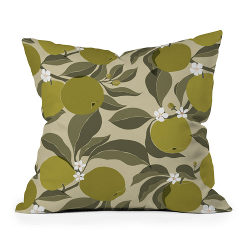 Cuss Yeah Designs Abstract Green Apples Throw Pillow