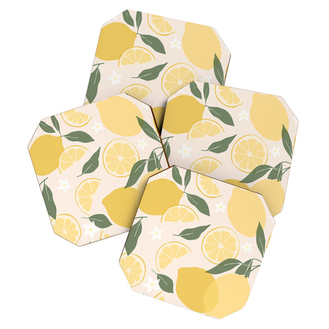 Cuss Yeah Designs Abstract Lemon Pattern Coaster Set