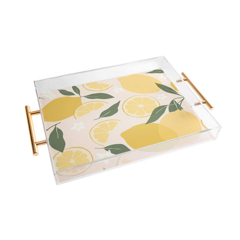Cuss Yeah Designs Abstract Lemon Pattern Acrylic Tray