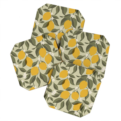 Cuss Yeah Designs Abstract Lemons Coaster Set