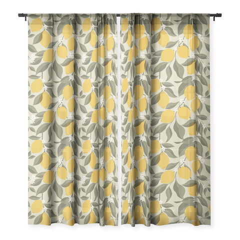 Cuss Yeah Designs Abstract Lemons Sheer Window Curtain