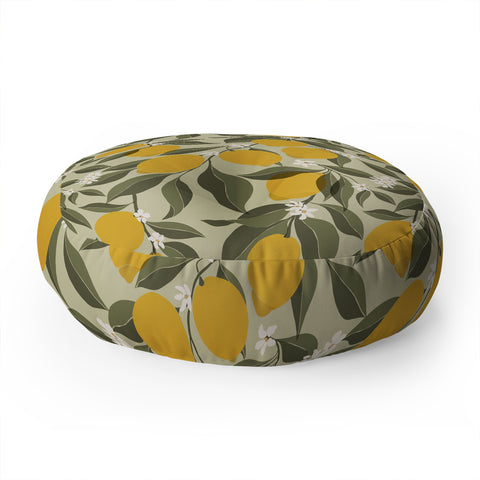 Cuss Yeah Designs Abstract Lemons Floor Pillow Round