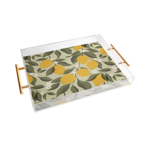 Cuss Yeah Designs Abstract Lemons Acrylic Tray