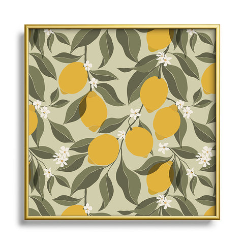 Cuss Yeah Designs Abstract Lemons Square Metal Framed Art Print