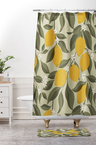 Cuss Yeah Designs Abstract Lemons Shower Curtain And Mat