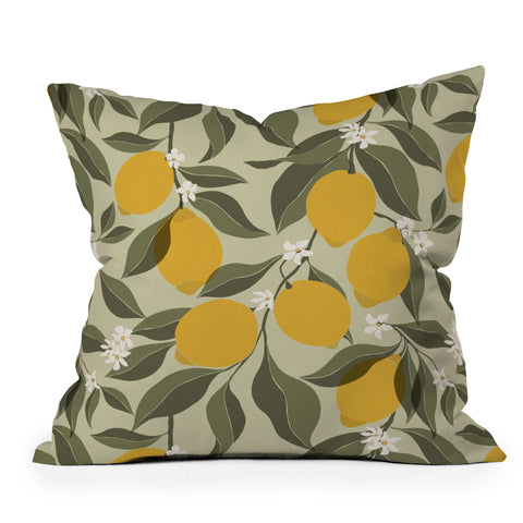 Cuss Yeah Designs Abstract Lemons Throw Pillow