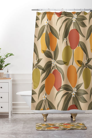 Cuss Yeah Designs Abstract Mangoes Shower Curtain And Mat