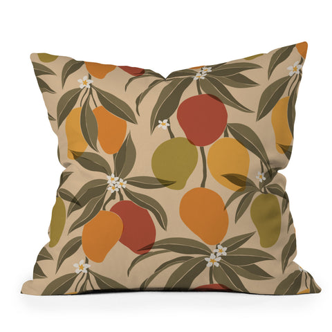 Cuss Yeah Designs Abstract Mangoes Outdoor Throw Pillow