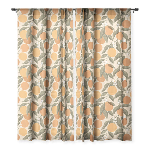 Cuss Yeah Designs Abstract Oranges Sheer Window Curtain
