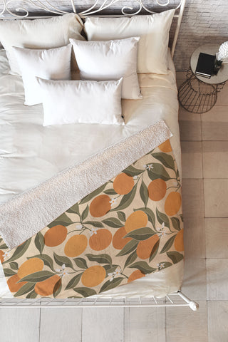 Cuss Yeah Designs Abstract Oranges Fleece Throw Blanket