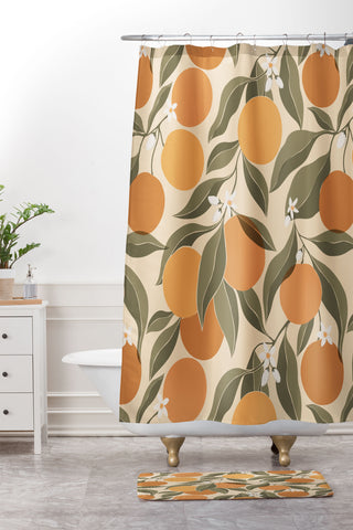 Cuss Yeah Designs Abstract Oranges Shower Curtain And Mat