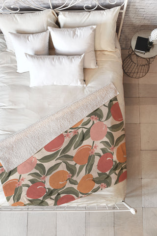Cuss Yeah Designs Abstract Peaches Fleece Throw Blanket