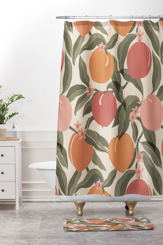 Cuss Yeah Designs Abstract Peaches Shower Curtain And Mat