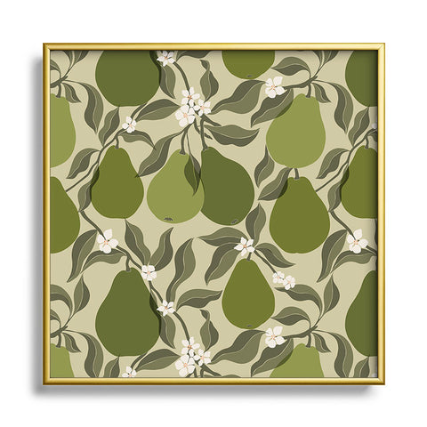 Cuss Yeah Designs Abstract Pears Square Metal Framed Art Print