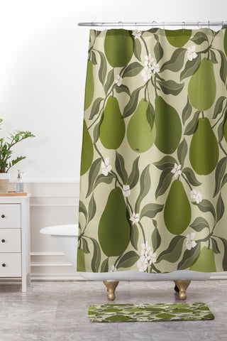 Cuss Yeah Designs Abstract Pears Shower Curtain And Mat