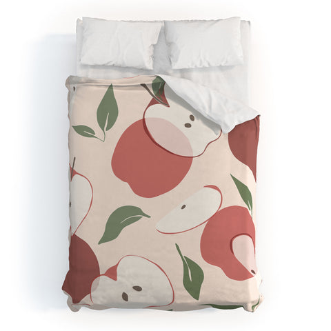 Cuss Yeah Designs Abstract Red Apple Pattern Duvet Cover